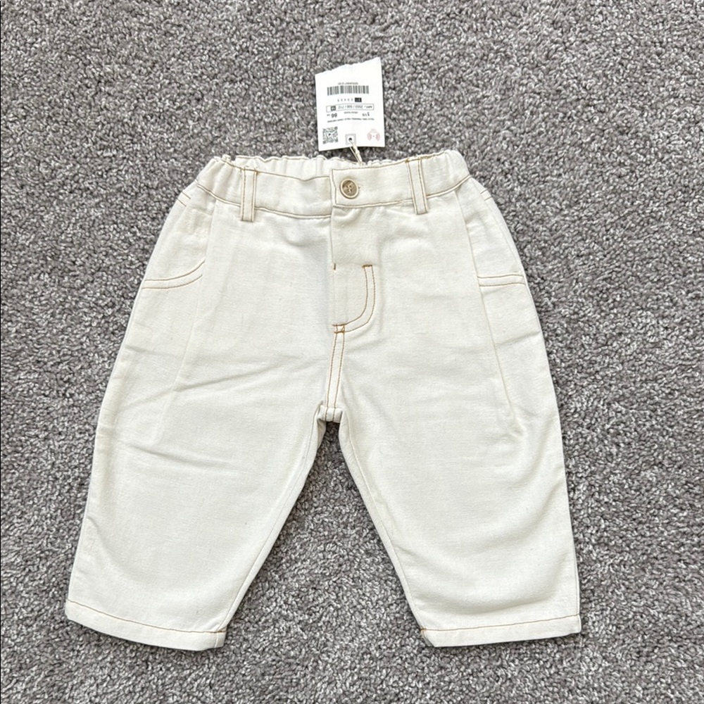 NWT ZARA Kids Toddler Off White Cream Pants - Size 1 1/2 (18 Months)